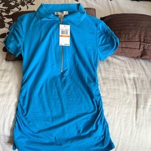 Blue Polo Shirt with Zipper